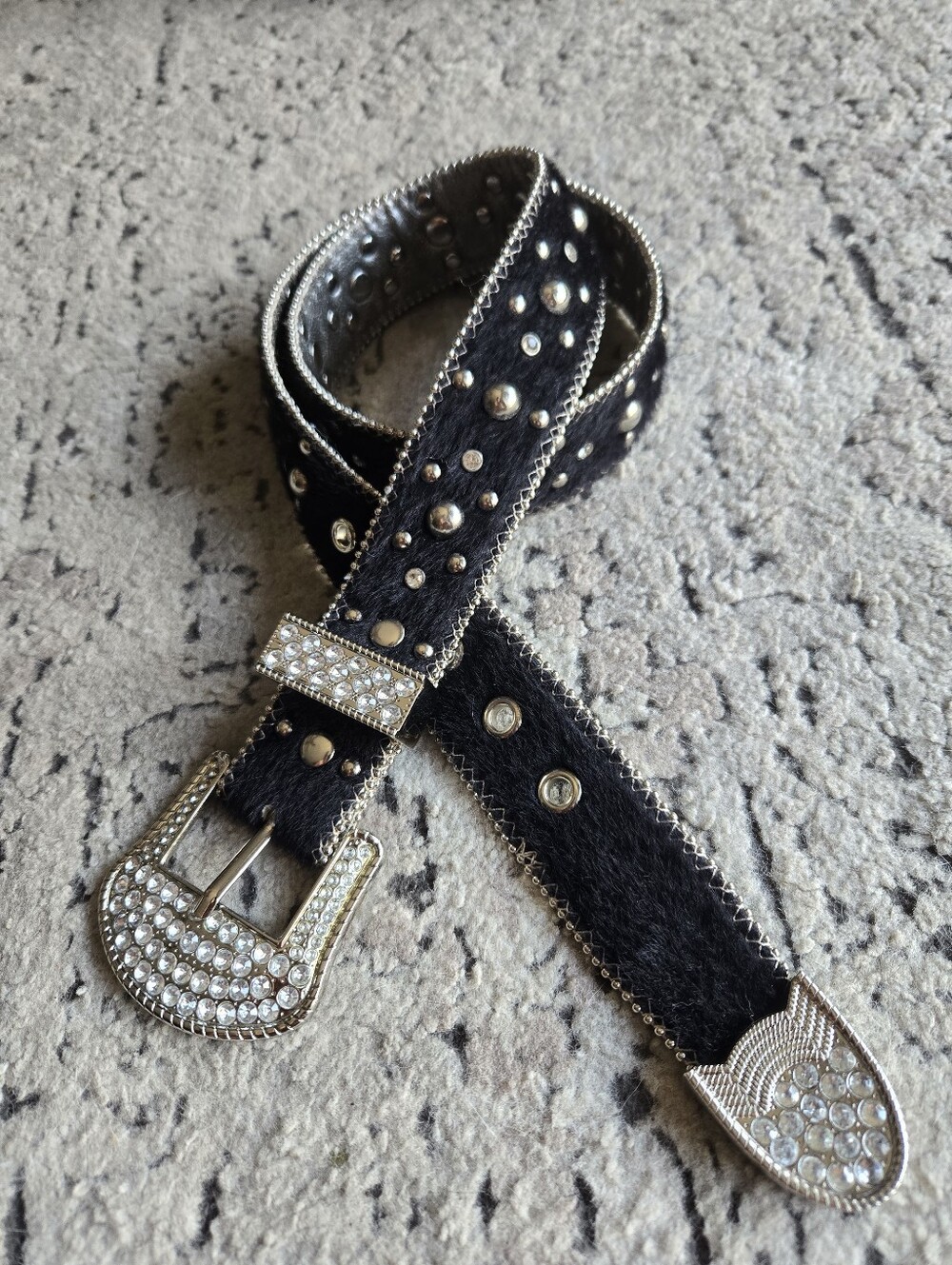 Kathy Rhinestone Faux Fur Belt - Picture 2 of 6